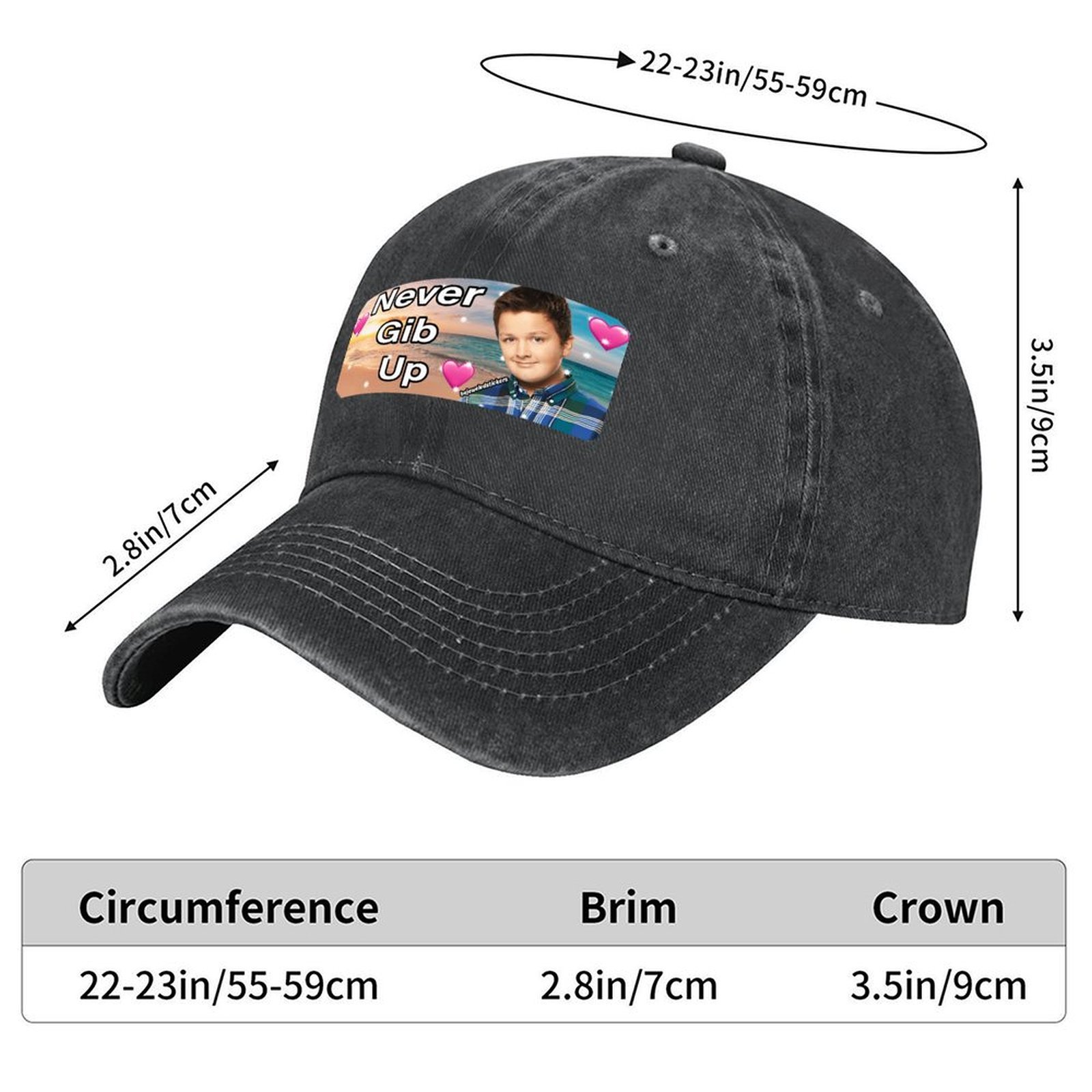 Never gib up pegatina para par - Cap Streetwear Brand reseña y precio
